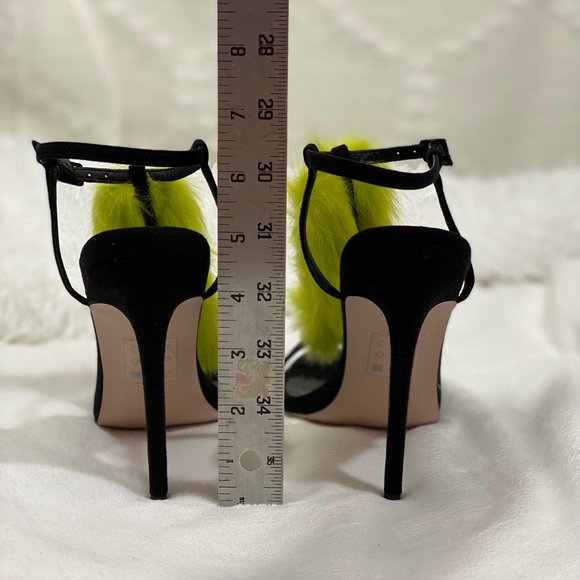 ASOS Hot spell Neón green faux fur stiletto heels size 6 - Picture 9 of 10